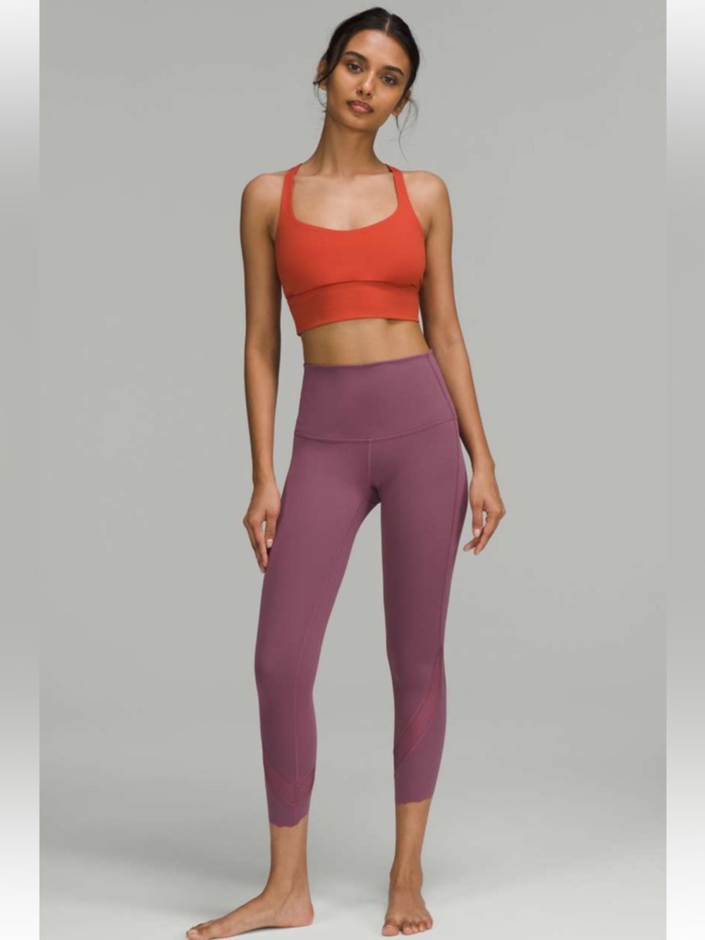 lululemon athletica Wunder Under Scalloped Hem High Rise Crop 23” Vintage Plum